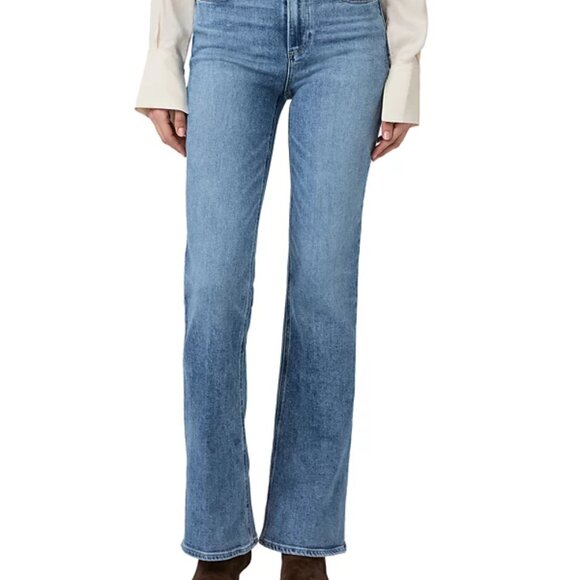 Paige Petites Laurel Canyon High Rise Flared Jeans in Bebop - Picture 1 of 8